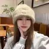 Gorro de Punto Suelto para Otoño e Invierno, Hilo Grueso Cálido, Adecuado para Cabezas y Caras Grandes, Gorro que Adelgaza el Rostro, Gorro Protector de Orejas para Mujer