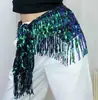 Cadena de Cintura con Flecos y Lentejuelas para Danza del Vientre Bufanda de Cadera de Encaje Bohemio con Lentejuelas Bufanda de Cintura Falda de Lentejuelas con Flecos