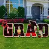 Placa de gramado popular para a temporada de formaturas de 2027, placa de gramado com tema de festa GRAD com glitter preto, placa de jardim