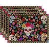 Mantel Individual de Lino para el Día de Muertos Mexicano de Venta Caliente Transfronterizo Estampado de Calaveras Atmósfera de Terror Mantel Individual Occidental Decoración Festiva