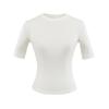 Ropa de Mujer al por Mayor Transfronteriza Verano 2025 Nuevo Punto de Manga Corta de Nicho Estilo Europeo y Americano Camiseta de Color Puro con Cuello Redondo