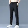 Pantalones de hombre finos de verano transpirables ajustados rectos para aire acondicionado pantalones casuales talla grande holgados elásticos pantalones deportivos