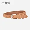 Cinturón Fino para Mujer de Cuero Genuino Gamuza Esmerilada Estilo Retro para Combinar con Vestidos, Cinturón de Moda de Piel de Vaca de Alta Calidad Hebilla de Pin
