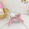 Bolsa para Niña Estilo Coreano Otoño e Invierno con Lazo Camelia Perla Portátil Encaje Encaje Bolsa Cruzada para Guardería
