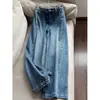 2026 Jeans Rectos Ajustados Casuales con Cremallera Pantalones Largos Azules Retro Adelgazantes para Mujer Venta al por Mayor H21BK18836