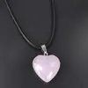 Venta caliente transfronteriza amor 20mm colgante piedra de cristal natural forma de corazón corazón de melocotón collar accesorios de joyería hechos a mano diy
