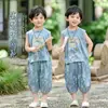 Conjunto Hermano de Hanfu para Niños Estilo Chino Tradicional, Conjunto de Chaleco Delgado de Verano, Ropa Nueva de Rendimiento para Niños Estilo Chino