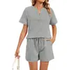 Comercio exterior transfronterizo verano modal cuello redondo manga corta pantalones cortos ropa de casa para mujer, conjunto sexy de moda europeo y americano suelto de dos piezas