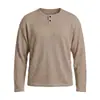 Suéter de Tricô de Manga Longa para Homens, Estilo Outono, Estilo Old Money, Gola Henley, Tamanho Grande Europeu e Americano, Cor Sólida, Suéter Casual Versátil Transfronteiriço