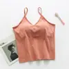 Chaleco Acolchado de Algodón con Hilo al por Mayor para Mujer, Camisola de Verano sin Espalda con Forma de U, Ropa Interior con Tacto de Algodón, Cómodo