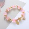 Pulsera de cristal rosa natural para mujer, estudiante, flor de melocotón, pulsera de cristal de fresa, joyería, regalo de cumpleaños para novia
