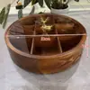 Caja de Madera Compartimentada para Dulces y Frutas Secas con Tapa, Caja de Madera para Semillas de Melón y Cacahuetes, Caja de Frutas Creativa Estilo Chino Nuevo