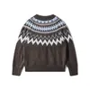 Yidao Vintage Otoño 2026 Nuevo Llegada Estilo Nórdico Retro Fair Isle Tejido Cuello Redondo Botón Cárdigan Tejido Prendas de Abrigo