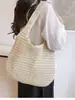 2025 Nuevo Estilo de Vacaciones Primavera y Verano Bolso de Hombro de Paja Bolso Tote de Paja Gran Capacidad para Portátil Bolsa de Playa