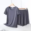 Conjunto de duas peças 2025 novo conjunto de t-shirt de manga curta e shorts em modal para casa para mulheres verão fino solto emagrecedor pijama