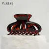 Pinza de Tiburón Premium Wjia Maillard Simple Retro Rojo Ámbar Marrón Hueco para el Cabello Pinza para el Cabello para Mujeres