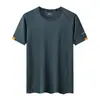 266 Marca Caliente Camiseta de Secado Rápido Verano Seda de Hielo Camiseta para Hombre Color Sólido Manga Corta Talla Grande Cuello Redondo Top