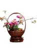 Cesta para Arranjo Floral, Tecelagem de Bambu, Recipiente Chinês de Mão para Arranjo Floral Estilo Retrô, Decoração para Arranjo Floral, Tecelagem Artesanal Inspirada em Zen, Tamanho Pequeno e Médio
