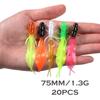 20 piezas de señuelo blando con colores frontal y trasero para pesca Luya transfronteriza 75mm1.3g objeto micro Luya pez falso biónico