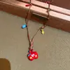 Collar de Cuerda Trenzada de Manzana de Dibujos Animados de Color Dopamina para Mujer, Cadena Larga Decorativa de Suéter de Verano, Accesorios Colgantes