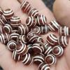 Cuentas redondas inocentes de dos ojos envueltas en pulpa estilo Xizang, cuentas sueltas de jade, cuentas de ágata envueltas en seda roja y blanca, accesorios de joyería, cuentas hechas a mano