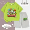 Plantas vs. Meninos. Conjunto de Roupa de Verão 2025 Novo Algodão Puro Roupas de Verão Camiseta Infantil Conjunto