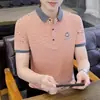 Camiseta Polo de Manga Corta Estilo Retro Americano de Dos Piezas Falsas para Verano, Top Holgado Casual de Moda Estilo Japonés de Media Manga para Pareja