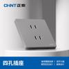 Panel de pared de placa grande para interruptor y enchufe Chint, oculto para uso doméstico 86, una apertura para aire acondicionado, cinco orificios, 16A, tres orificios, gris 6R