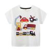 Nova Camiseta de Verão 2026 para Meninos Desenho Escavadeira Camiseta Básica para Meninos Algodão Puro Camiseta Top Infantil Europeia e Americana
