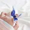 Anillo de mariposa con esmalte de color Zibo de Song Yaxuan, diseño de nicho fotográfico con degradado rojo, joyería de vidrio hecha a mano