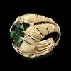 Anillo de compromiso de lujo para mujer, chapado en oro, con diamante de circón verde, superventas transfronterizo, joyería al por mayor