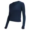 Ropa nueva de yoga alta elasticidad sin costuras ajustada para mujer camiseta deportiva de manga larga 2.0 ajustada secado rápido fitness tejido spandex