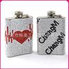 Termo de Acero Inoxidable 304 Transfronterizo con Diamantes, Portátil para Exteriores, Ruso, Diamante Vintage, Termo Plano para Licores de 6oz con Adornos de Diamantes