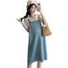Vestido de verano de maternidad, estilo coreano, informal, de punto, con base, falda de algodón lavado y tirantes, conjunto de dos piezas, vestido de verano adelgazante.