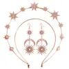 Brincos Personalizados Estilo Barroco Europeu e Americano de Sol e Lua, Tiara Halo Estrela de Seis Pontas Dupla Camada, Brincos Longos Brilhantes Cravejados de Diamantes
