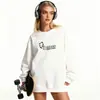Moletom de Algodão Pesado para Casais, Corte Amplo, Gola Redonda, Pulôver sem Capuz, Versátil, Quente, Blusa Estampada para Outono e Inverno