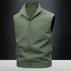 Chaleco Casual para Hombre de Primavera y Otoño Resistente al Desgaste, Cuello Alto, Transpirable, Secado Rápido, Color Sólido, Simple y Versátil, para Jóvenes y Personas de Mediana Edad