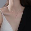 Collar con borlas de corazón rojo para mujer, cadena de suéter de moda versátil, nuevo diseño de nicho, cadena para la clavícula de moda, regalo