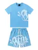 Transfronterizo Daifa SynaWord Calle Principal Hip Hop Estampado en Espuma Manga Corta Pantalones Cortos Traje Casual Hombre Hip Hop Americano Camiseta