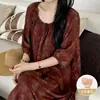 Bata de noche Laiqufeng anti-granos talla extra algodón seda, vestido morado para mujer, vestido largo casual de verano, adelgazante para mujeres de talla grande