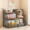Organizador de copos para mesa de jantar da sala de estar, caixa de armazenamento de lanches e bebidas, prateleira multicamadas, estante de armazenamento de mesa em camadas para bancada