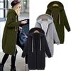 2021 Amazon Otoño Nuevo Sudadera de Terciopelo Larga Oversize para Mujer Talla Grande Holgada con Capucha Chaqueta Cárdigan