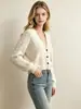 Fábrica de Origen Transfronteriza Cárdigan de Punto de Imitación de Visón Otoño e Invierno para Mujer, Suéter Corto Holgado Estilo Perezoso con Cuello en V