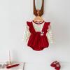 Ropa de Bebé Ins Primavera y Otoño Mameluco Rojo de Princesa Cien Días de Nacido Sombrero Triangular Camiseta Bolsa Ropa de Pedos