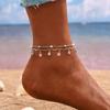Tornozeleiras Europeias e Americanas, Estilo Praia Boêmio, Acessórios para Pés Personalizados, Metal Simples, Turquesa, Miçangas de Arroz, Strass, Argila Macia, Múltiplos Estilos