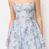 Vestido camisola con estampado floral estilo francés, vestido midi de hadas sin tirantes que ciñe la cintura y con bajo amplio para vacaciones, venta al por mayor transfronteriza