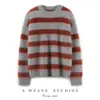 Nuevo Estilo Otoño e Invierno 2025 Suéter de Punto Grueso 100% Cachemira con Cuello Redondo y Mangas Largas, Suéter de Cachemira Rayado Cepillado y Bloqueado por Color