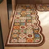 Juego de Dos Alfombrillas Retro Persas para Piso de Cocina con Patrón de Olas, Alfombrilla Absorbente de Agua y Aceite de Secado Rápido para Restaurante, Pasillo Largo, Felpudo Antideslizante