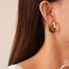 Pendientes Geométricos con Cuentas de Piedra Ojo de Tigre Artificial Estilo Europeo y Americano con Baño de Oro Real, Pendientes Elegantes de Alta Gama Vintage para Mujer