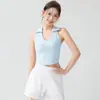 Chaleco Deportivo con Solapa, Copa Integrada y Almohadilla en el Pecho, Sujetador Deportivo para Correr para Mujer, Ropa de Yoga Transpirable sin Mangas de Corte Ajustado, Top de Fitness